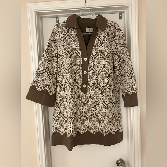 Tuckernuck Collier Lace Brown and White Dress - Picture 4 of 5